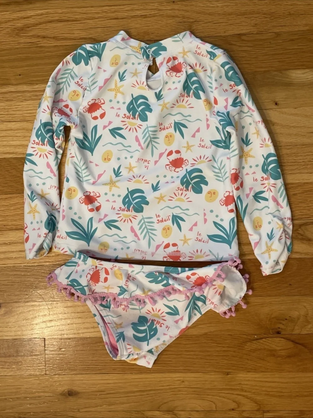 Bundle Of 2 Girls 3T Two-Piece Long Sleeve Swimsuits - Feather 4 Arrow, Carters